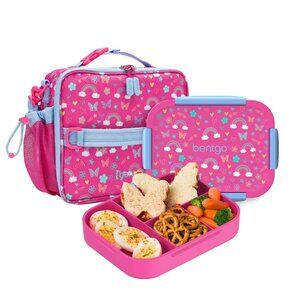 NEW Bentgo 2-Piece Kids Snap & Go Lunch Set Rainbows & Butterflies